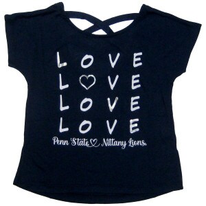 navy youth girl's short sleeve t-shirt LOVE Penn State Nittany Lions